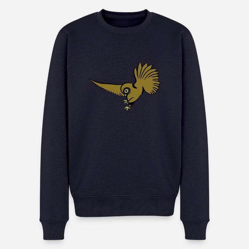 Eule Vogel jagen - Männer Premium Bio Pullover - Navy