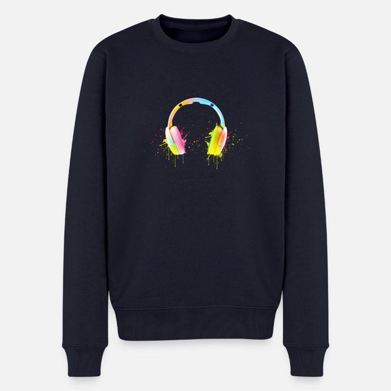 Kopfhörer Musik Liebe - Männer Premium Bio Pullover - Navy
