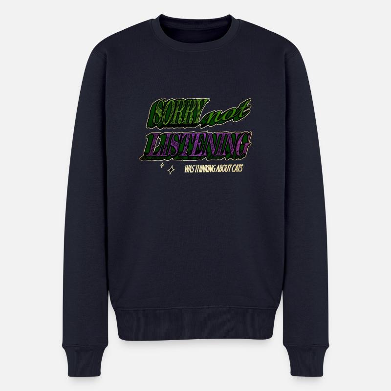 i love cats statement - Männer Premium Bio Pullover - Navy