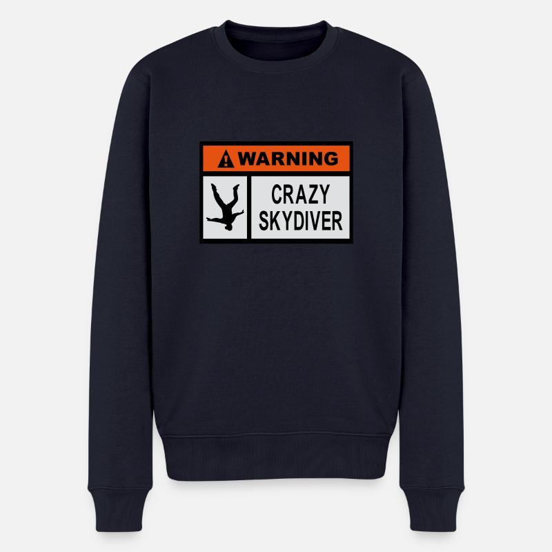 Warnung Verrückter Skydiver - Männer Premium Bio Pullover - Navy