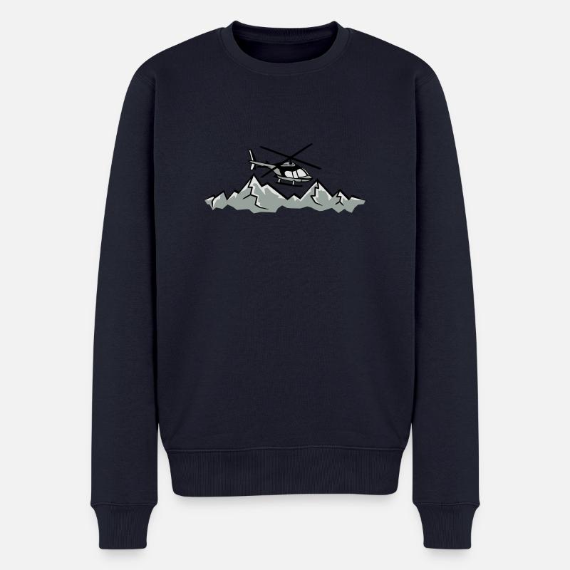 Berge Rettungsflieger Notruf - Männer Premium Bio Pullover - Navy