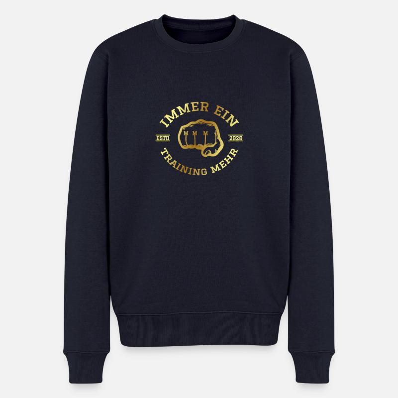 IMMER EIN TRAINING MEHR - rund - Männer Premium Bio Pullover - Navy