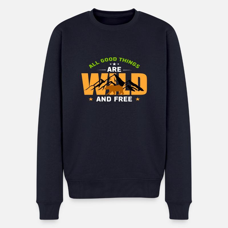 All good things are wild and free - Männer Premium Bio Pullover - Navy