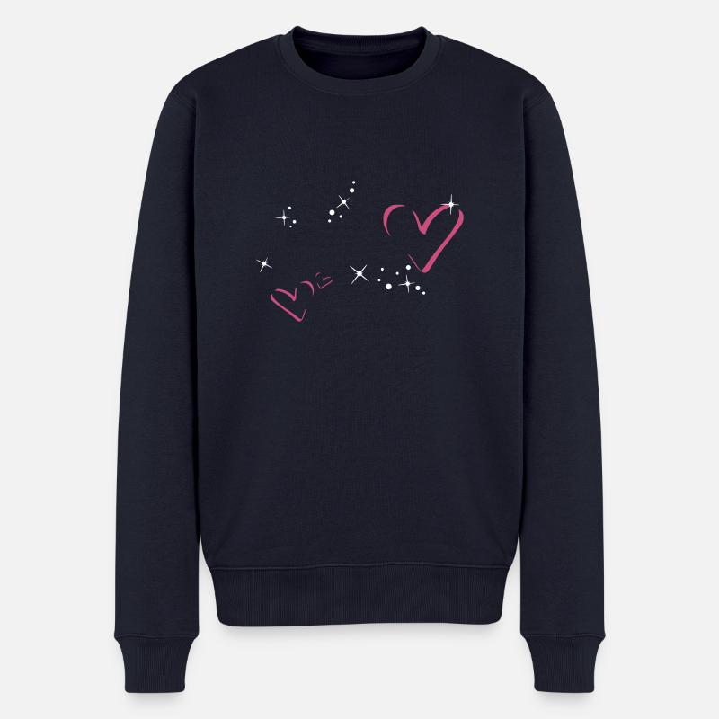 Herzen Glitzer Rahmen - Männer Premium Bio Pullover - Navy