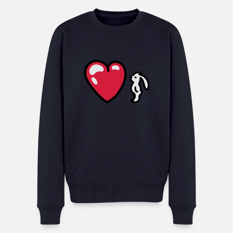 Hase mit Herz 3 - Männer Premium Bio Pullover - Navy