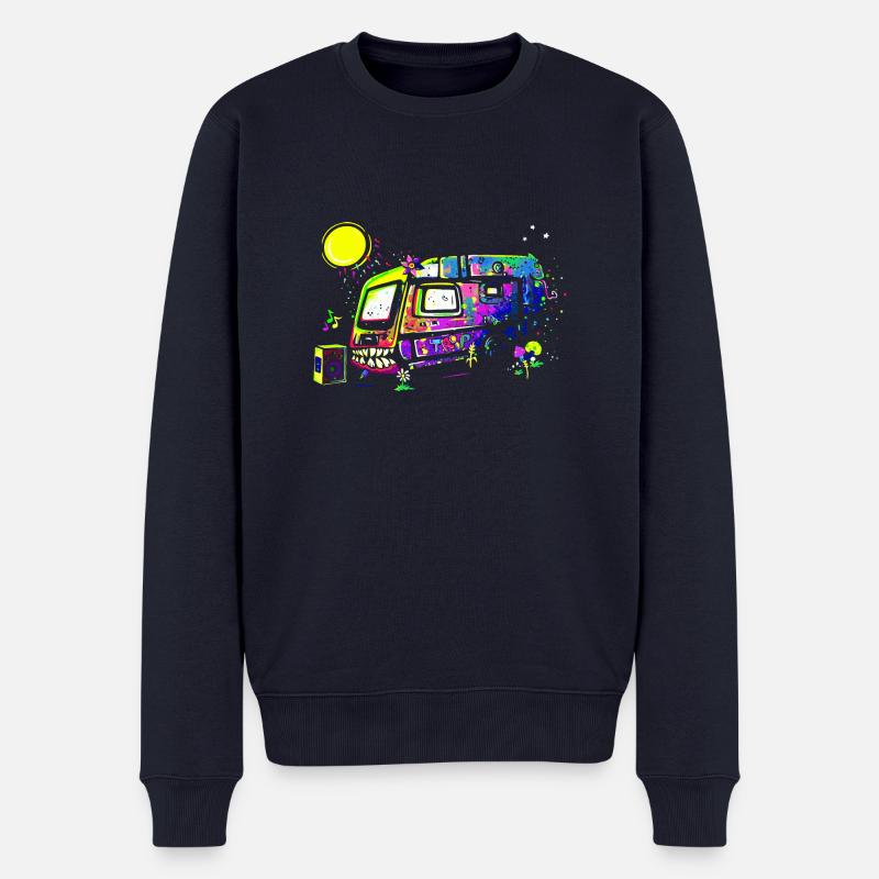 psychedelic caravan - Pull Premium bio Homme - bleu marine