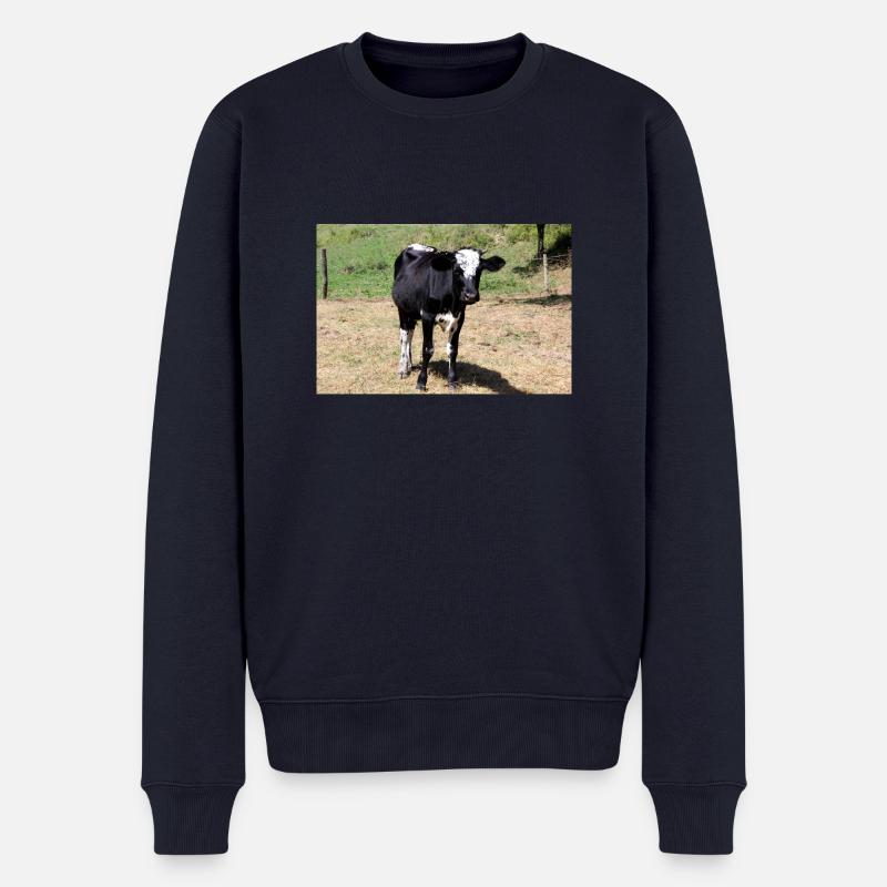 Kuh Poster - Männer Premium Bio Pullover - Navy