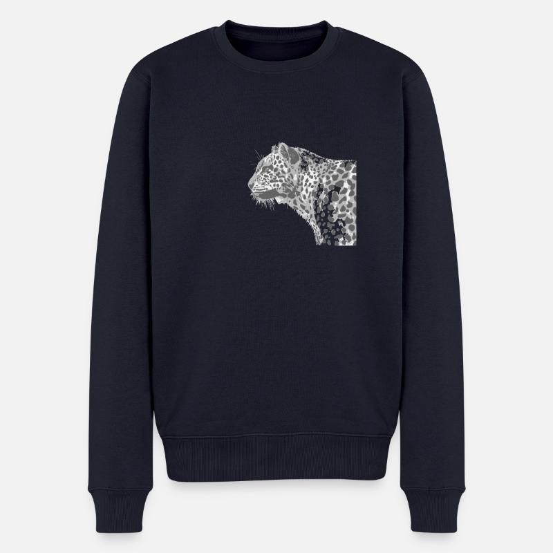 leopard - Männer Premium Bio Pullover - Navy