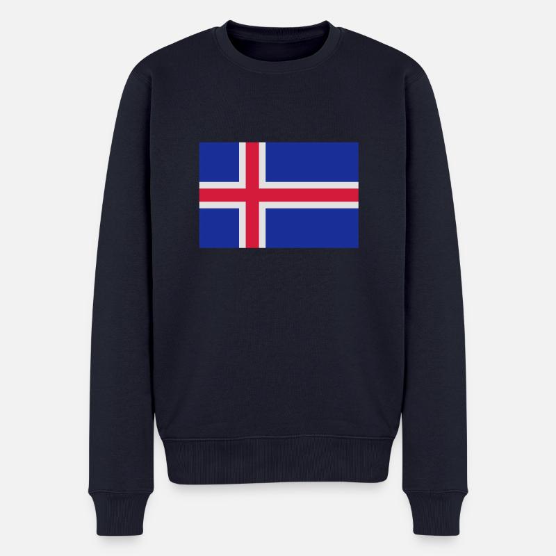 drapeau_islande - Männer Premium Bio Pullover - Navy
