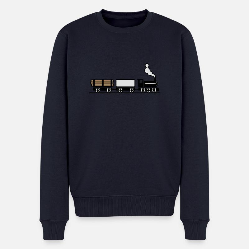 dampflok eisenbahn spielzeug güterzug - Männer Premium Bio Pullover - Navy