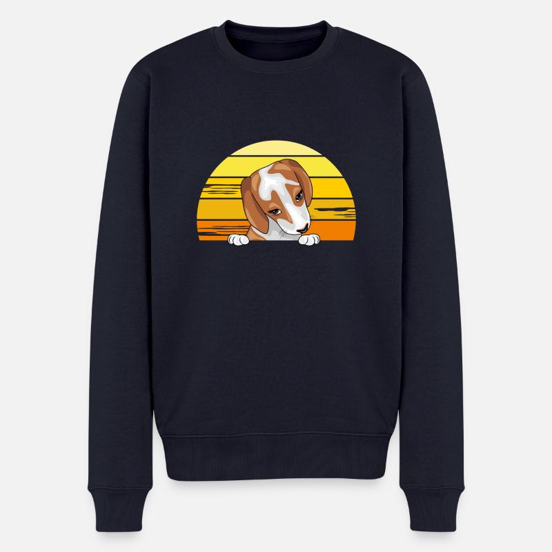 Spähender Beagle-Welpe - Männer Premium Bio Pullover - Navy
