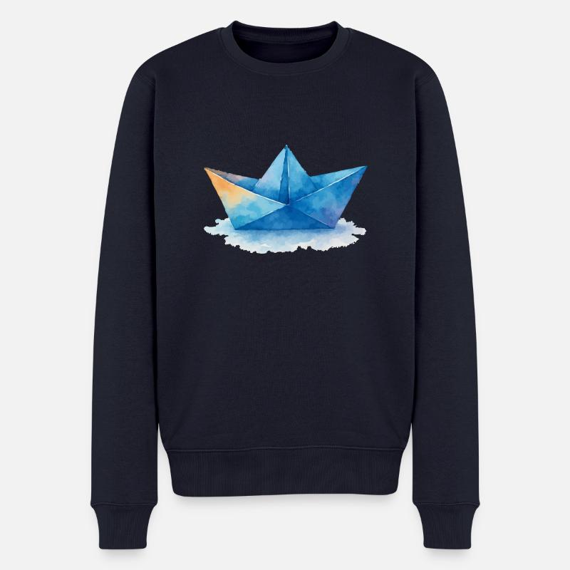 papierboot aquarell - Männer Premium Bio Pullover - Navy