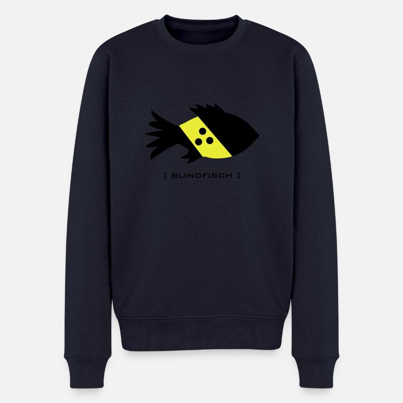 blindfisch fisch blind doof depp blinder - Männer Premium Bio Pullover - Navy