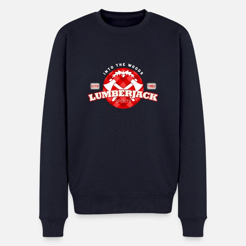 lumberjack karomuster im kreis - Männer Premium Bio Pullover - Navy