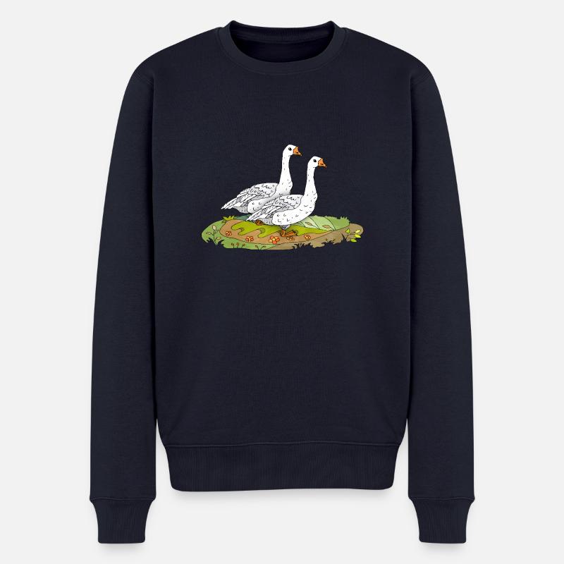 Gänse - Männer Premium Bio Pullover - Navy