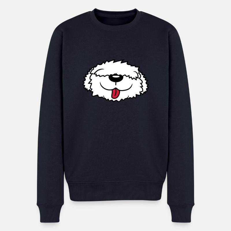Visage de chien Bobtail - Pull Premium bio Homme - bleu marine