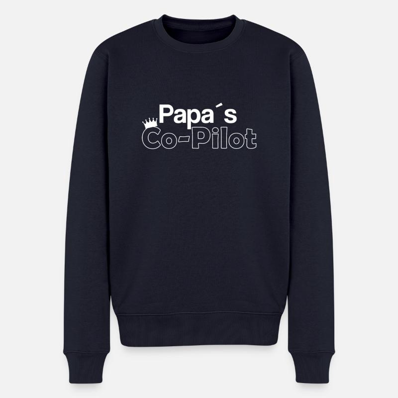 Auto - Papa's co Pilot - Männer Premium Bio Pullover - Navy