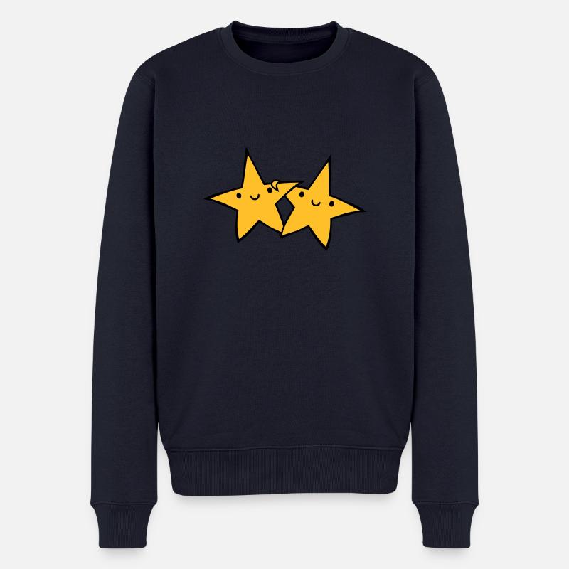 2 Sternchen Paar - Männer Premium Bio Pullover - Navy