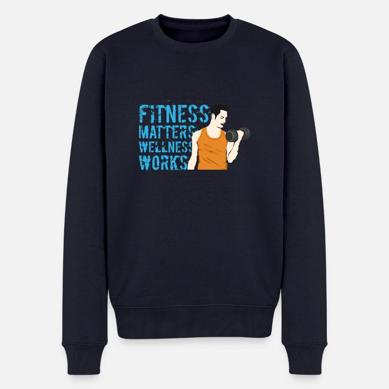 fitness matters wellness works - Männer Premium Bio Pullover - Navy
