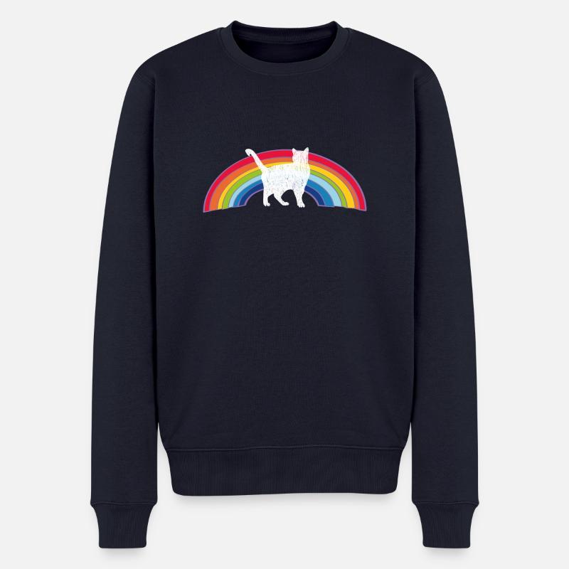 arc-en-ciel chat - Pull Premium bio Homme - bleu marine