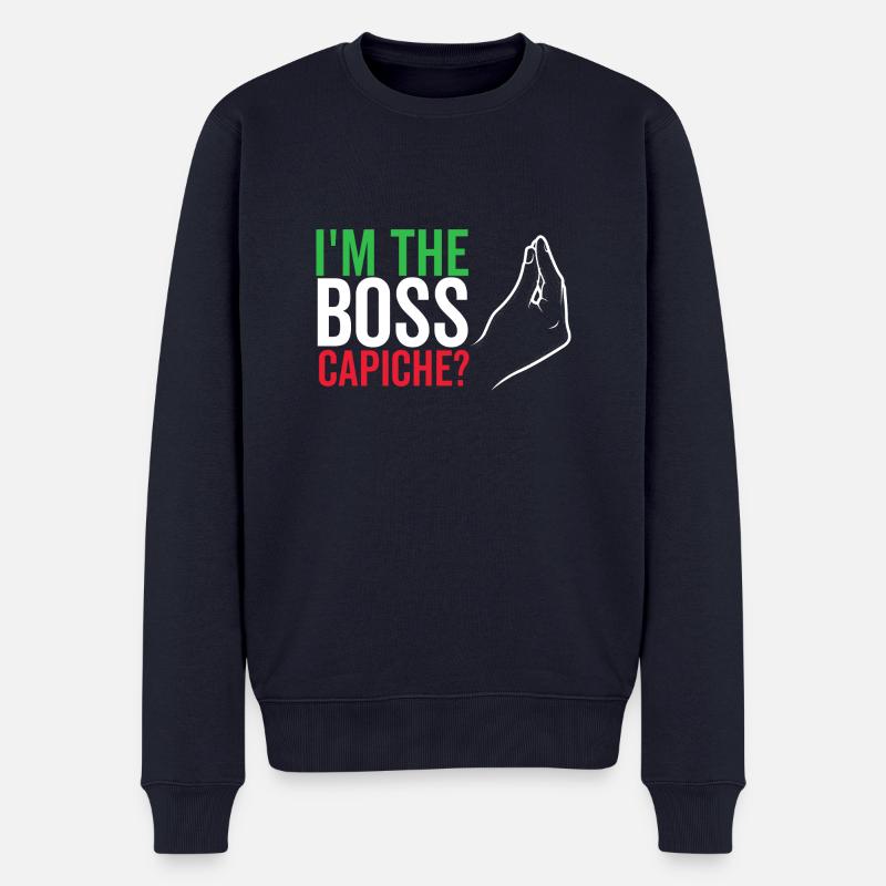 Ich bin der Boss Capiche - Männer Premium Bio Pullover - Navy