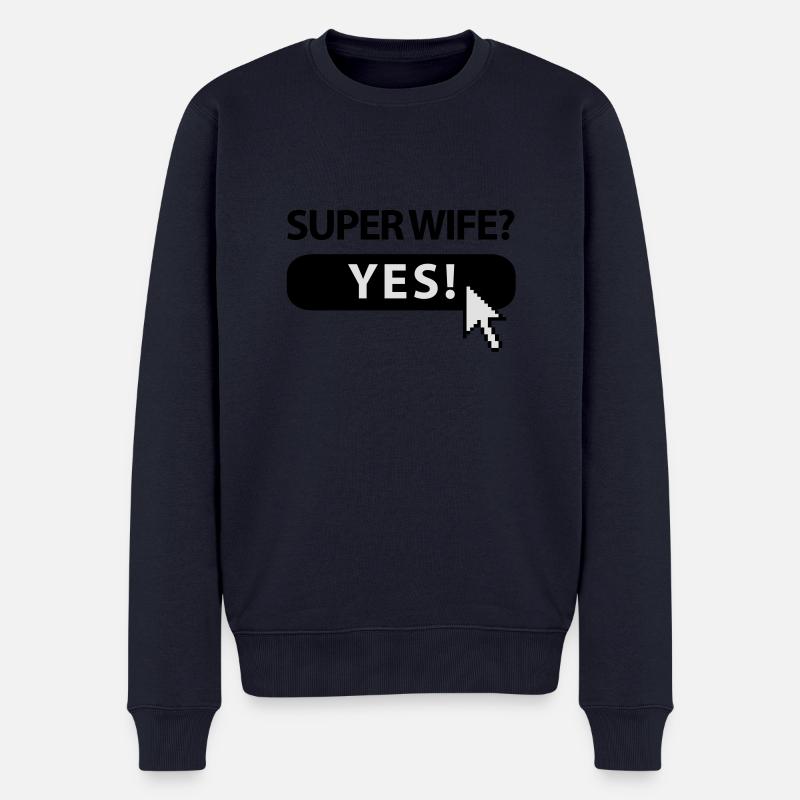 super_wife_button - Männer Premium Bio Pullover - Navy
