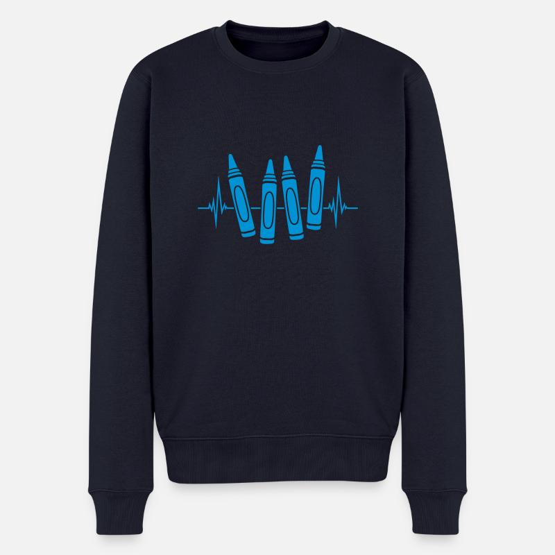 Puls bunte Wachsmalstifte Frequenz - Männer Premium Bio Pullover - Navy