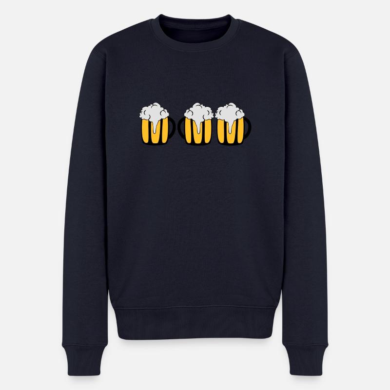3 Biergläser - Männer Premium Bio Pullover - Navy