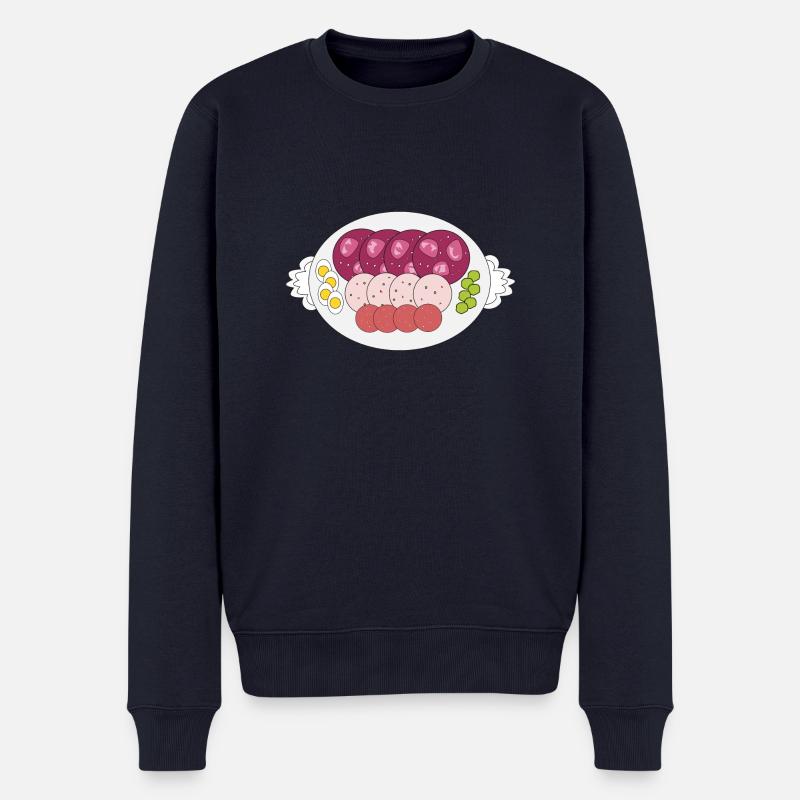Wurstplatte - Männer Premium Bio Pullover - Navy