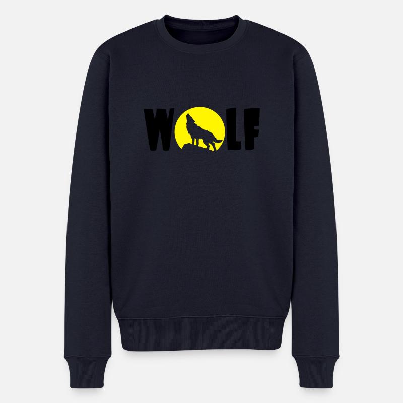 Wolf Mond - Männer Premium Bio Pullover - Navy