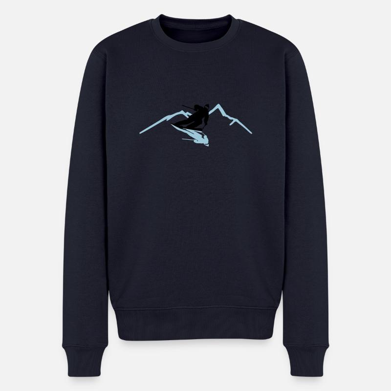 Skifahrer Berge - Männer Premium Bio Pullover - Navy