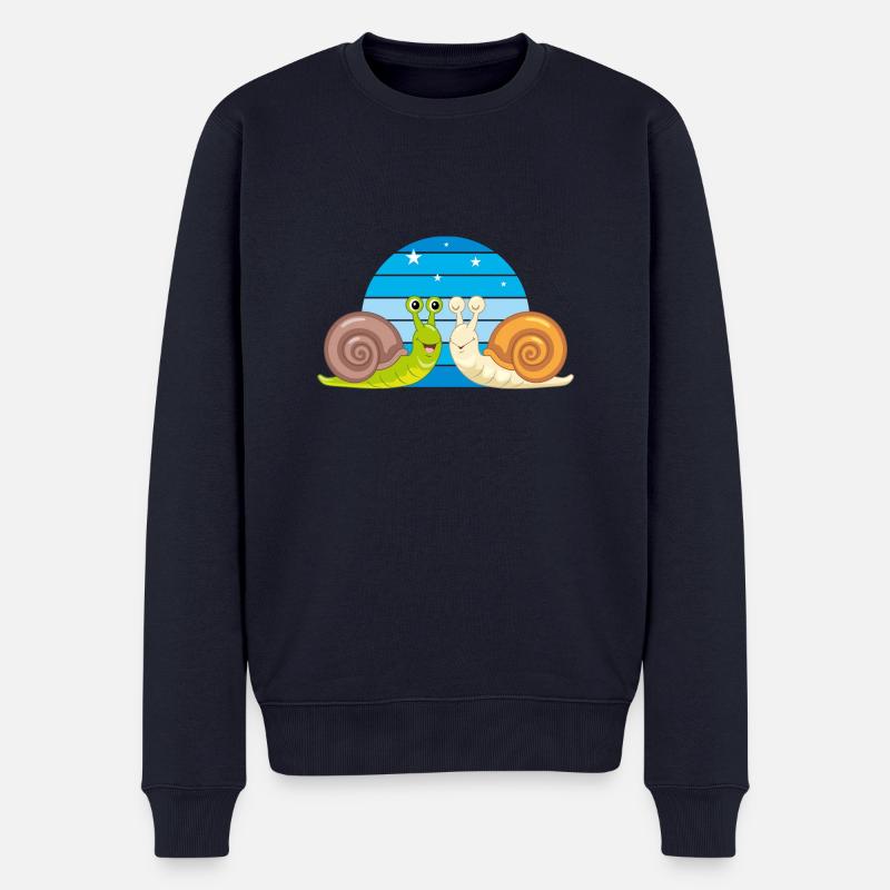 Zwei lustig lächelnde Schnecken - Männer Premium Bio Pullover - Navy