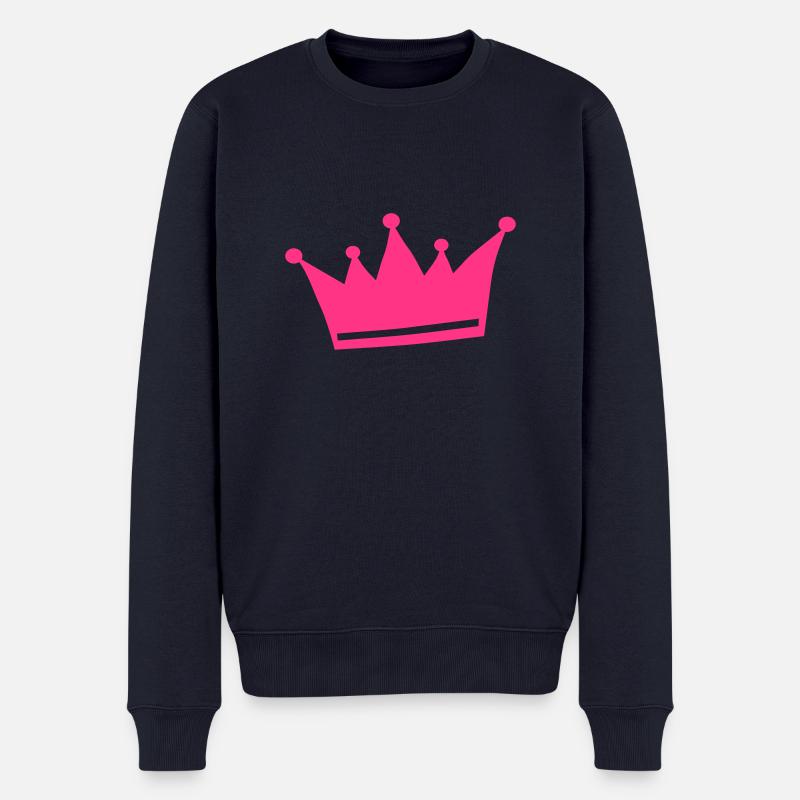 Krone, Prinz, Prinzessin - Männer Premium Bio Pullover - Navy