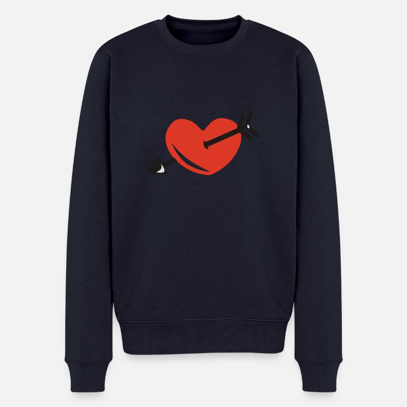 Coeur - Flèche - Amour - Pull Premium bio Homme - bleu marine