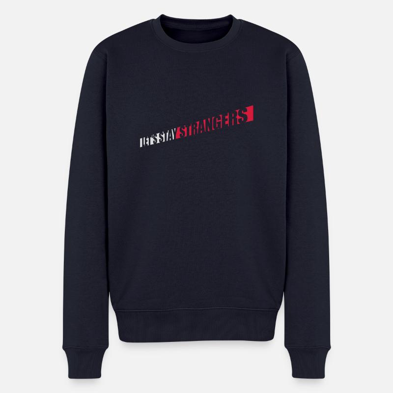 Citation Restons Strangers - Pull Premium bio Homme - bleu marine