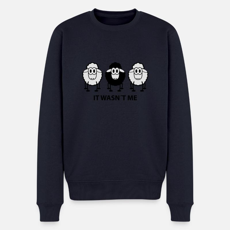 sheeps_it_wasnt_me_f2 - Männer Premium Bio Pullover - Navy