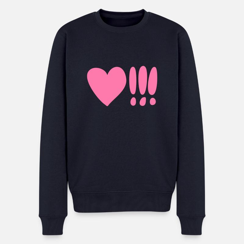 Herz mit Ausrufezeichen Pink - Männer Premium Bio Pullover - Navy