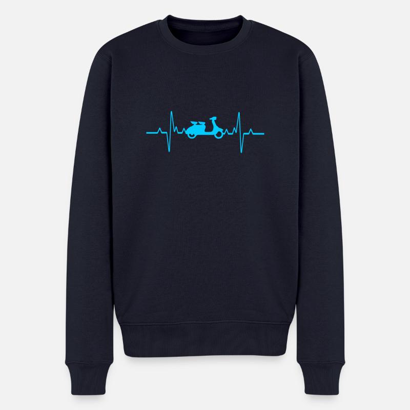 Herzschlag Roller Motorrad - Männer Premium Bio Pullover - Navy
