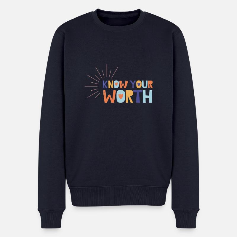 Know Your Worth - Männer Premium Bio Pullover - Navy