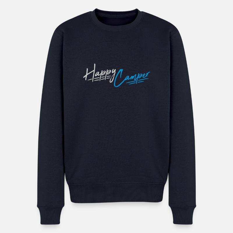 Happy Camper Camping Design - Männer Premium Bio Pullover - Navy