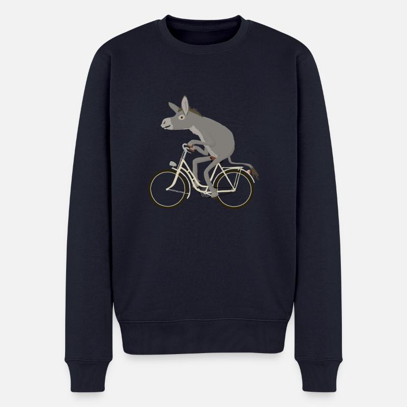 Esel fährt Drahtesel - Männer Premium Bio Pullover - Navy