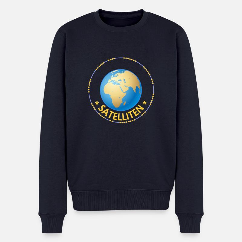 Satelliten, Erde - Männer Premium Bio Pullover - Navy
