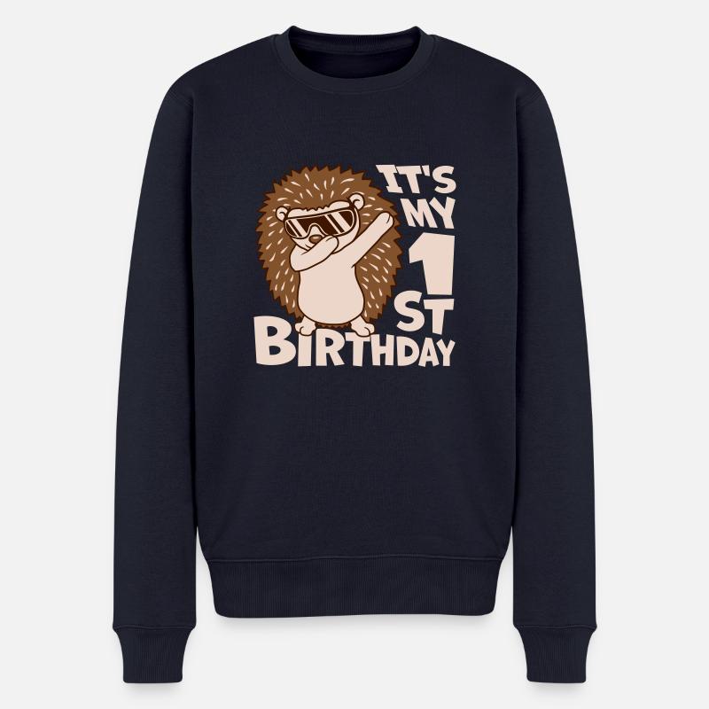 Igel 1st birthday dabbing - Männer Premium Bio Pullover - Navy