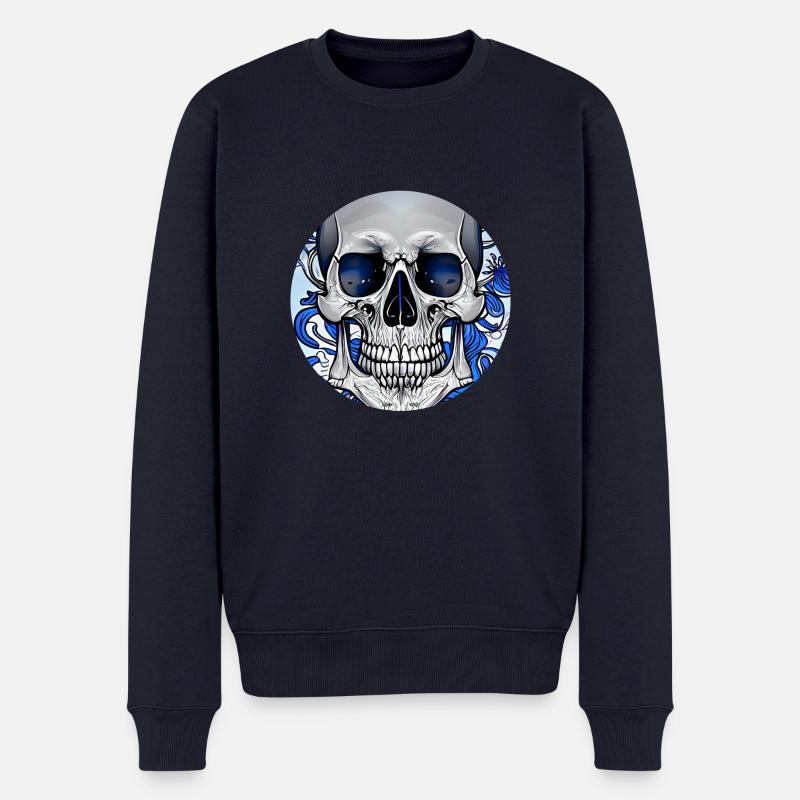 Grey Skull - Ornament - Männer Premium Bio Pullover - Navy