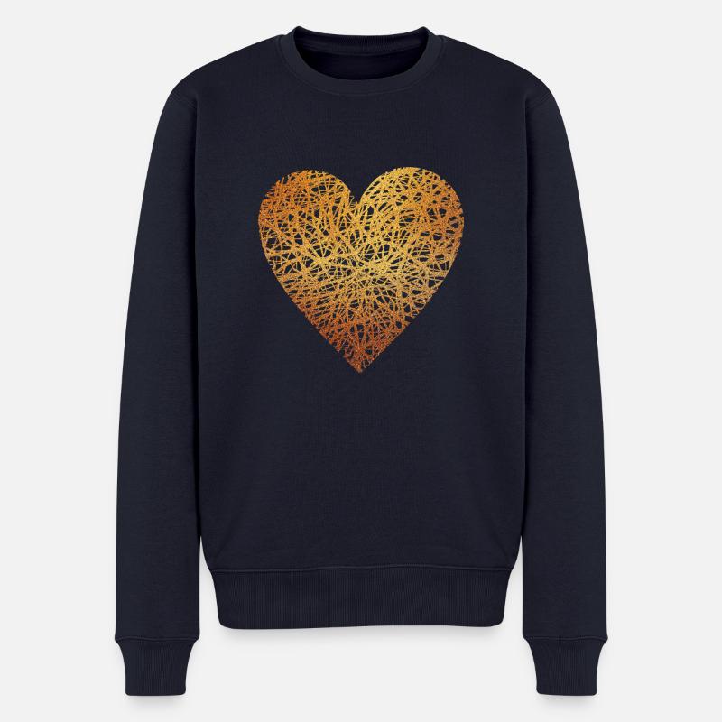 Herz - Gold - Liebe - Geschenk - Geschenkidee - Männer Premium Bio Pullover - Navy