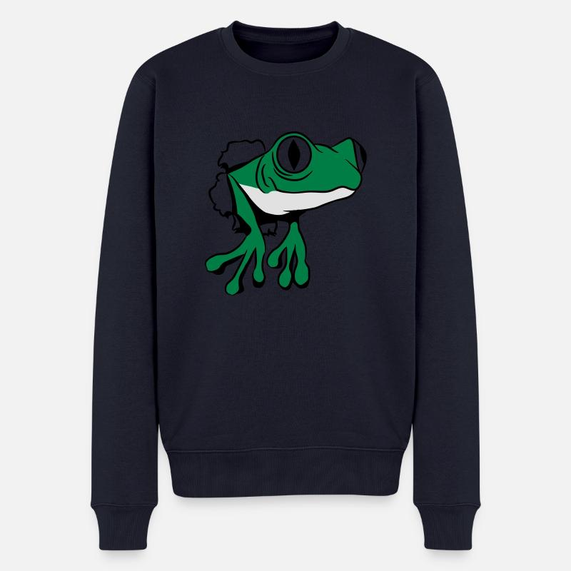 Frosch Loch witzig - Männer Premium Bio Pullover - Navy