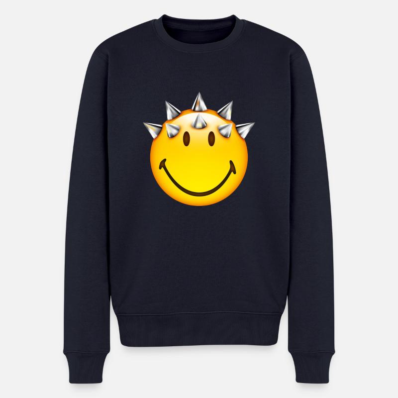 Smiley Punk - Männer Premium Bio Pullover - Navy