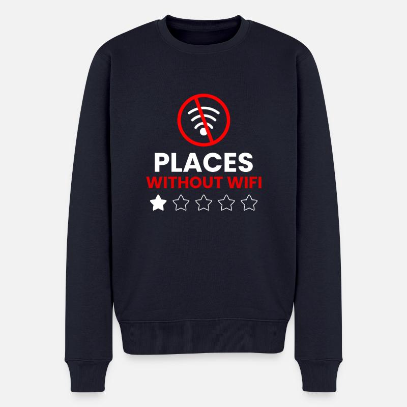 Emplacements sans WiFi - Pull Premium bio Homme - bleu marine
