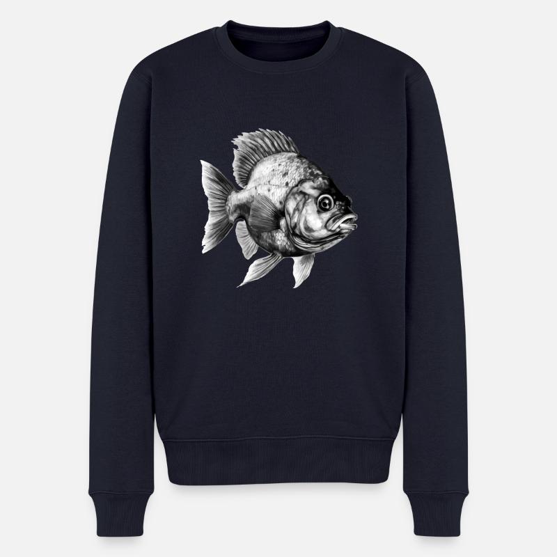 Le piranha au crayon - Pull Premium bio Homme - bleu marine