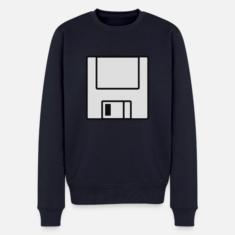 Computer-Diskette - Männer Premium Bio Pullover - Navy
